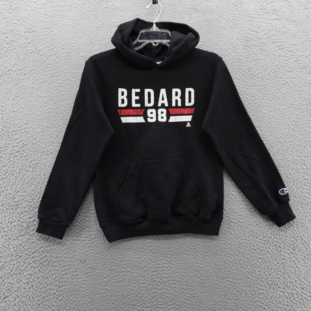 Champion Connor Bedard NHL Youth Hoodie Black Sweatshirt Size Medium NEW